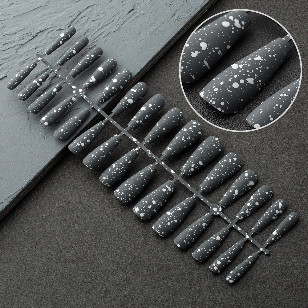 30pcs Wearable Long French Nails Full Cover Abs Material Soft Gel Press-on Nail Wearable False Nail Tips For Art Decoration