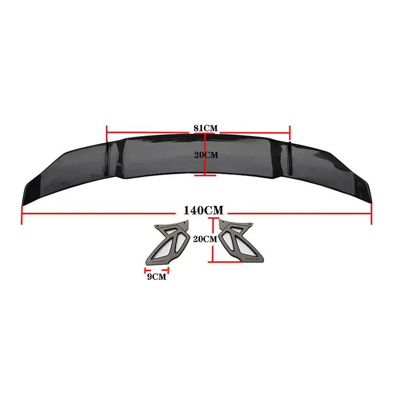 Модифицированный автомобильный спойлер для седана, универсальный спойлер из алюминиевого сплава, двухслойный спойлер для заднего крыла, не требует пробивки отверстий