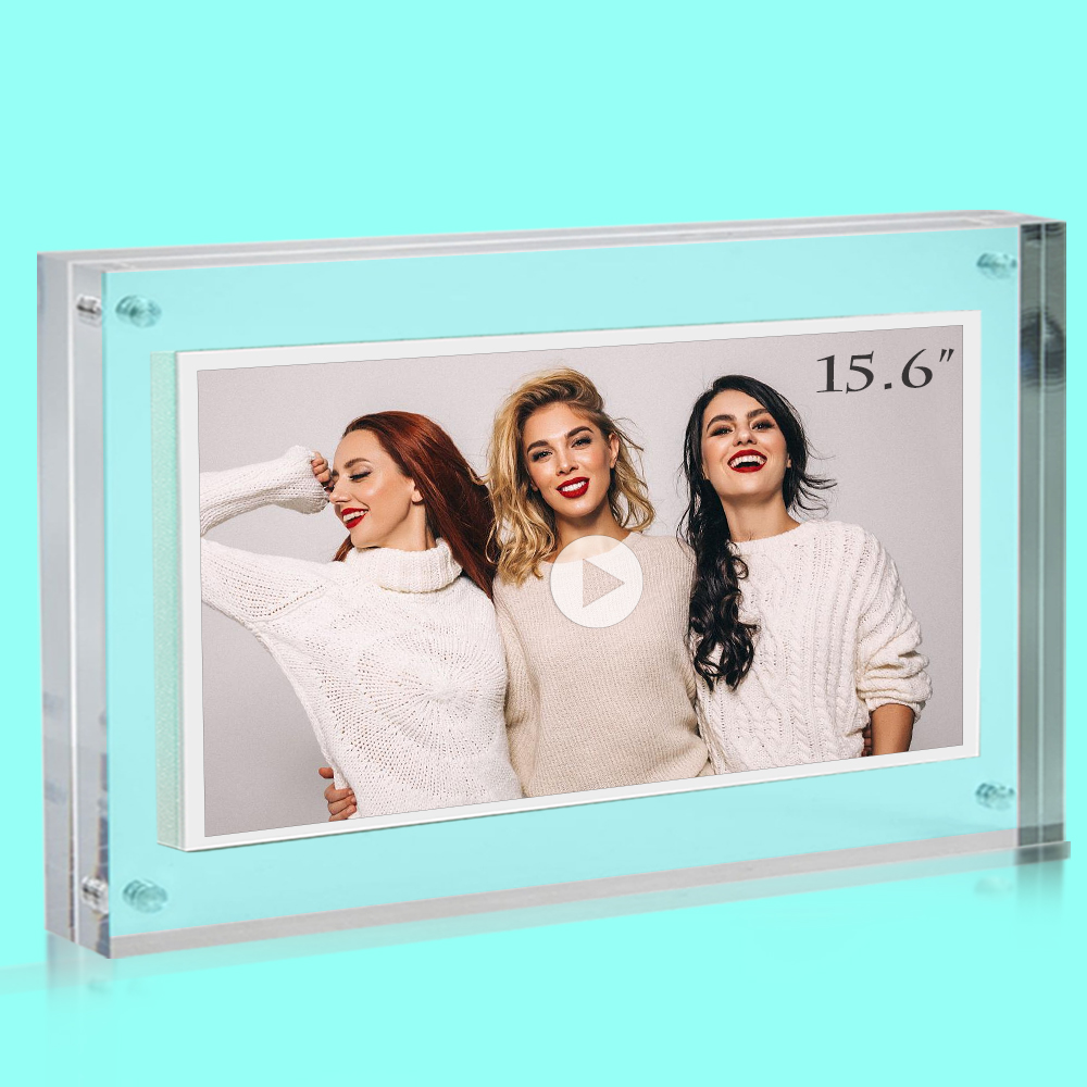 AMABOO 15.6inch acrylic clear digital picture frame large Size Automatically Play Videos Pictures Mp3 Mp4 Digital Photo Frame