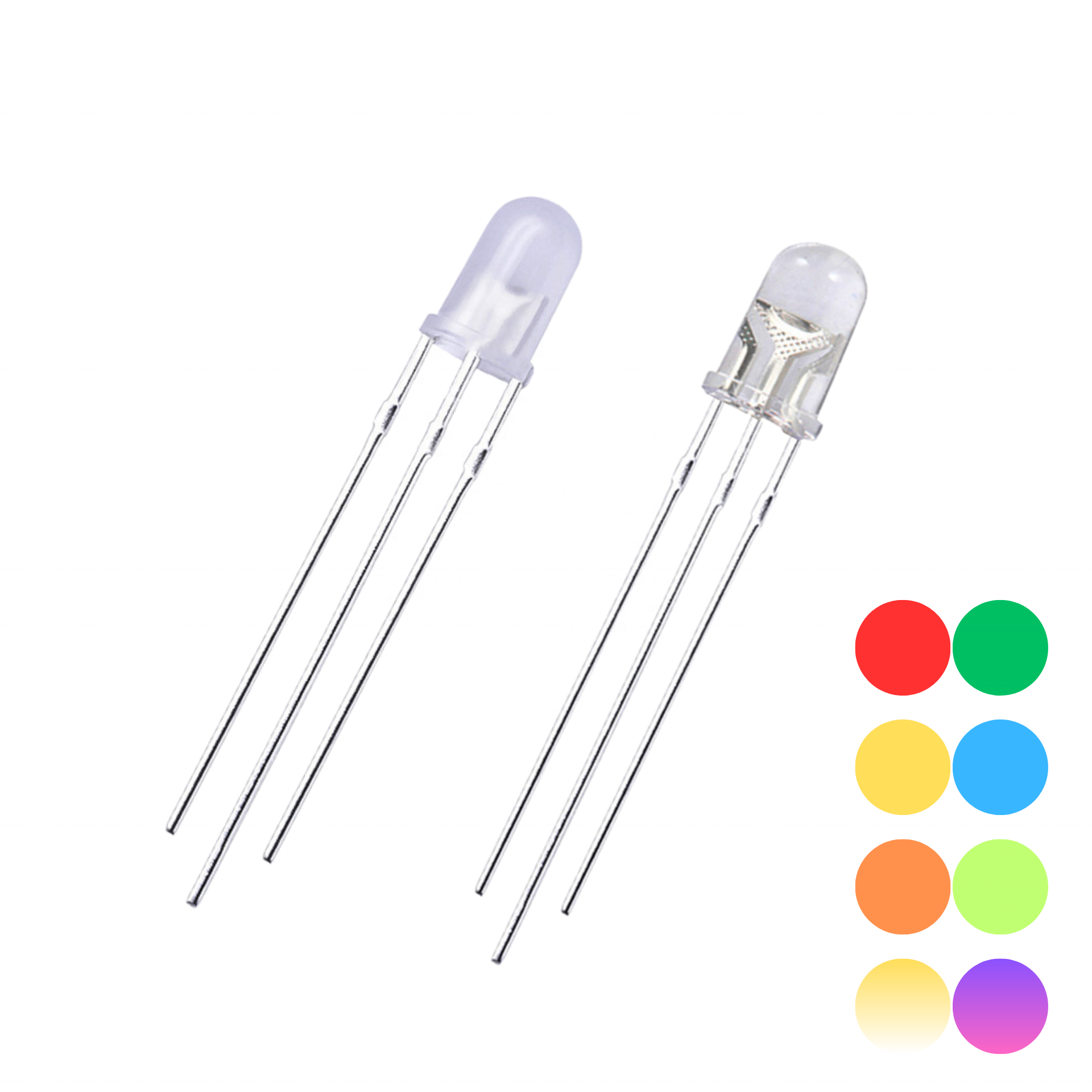 JOMHYM White Diffused Water Clear Dual Color Bicolor Red Green Blue 5mm Through-hole DIP LED Diode with Common Anode / Cathode