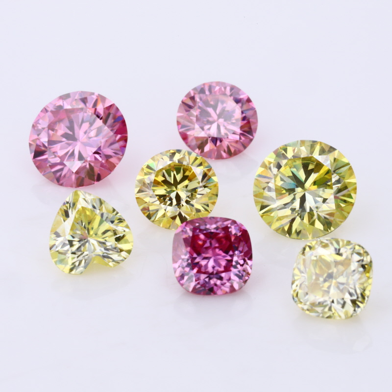 Starsgem wholesale price round brilliant cut 1ct pink yellow blue colored coated moissanite gemstones