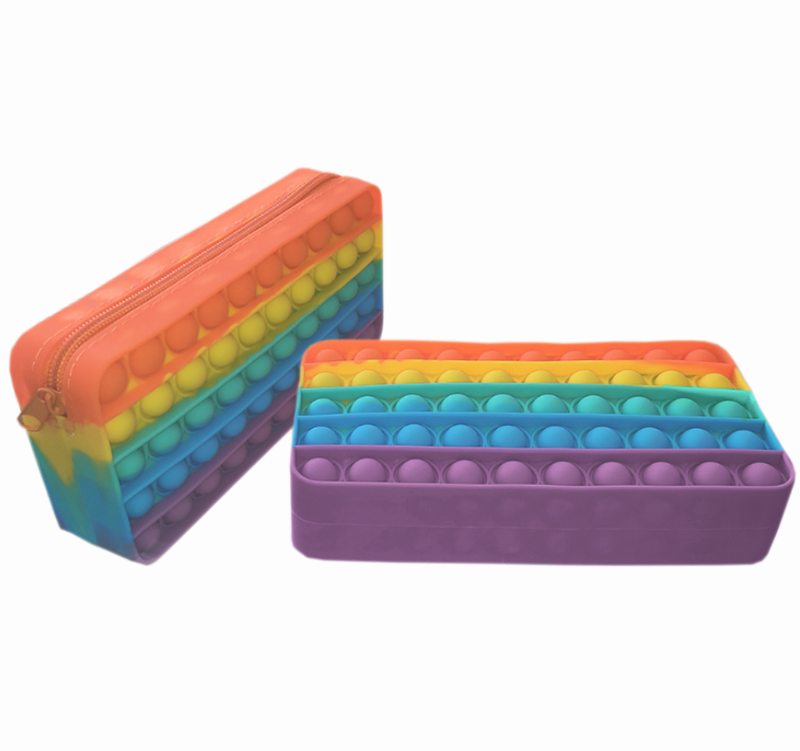 Push Bubble Toy School Pencil Pouch Box Silicone Bag Fidget Pencil Holder Poppings Fidgets Pencil Case