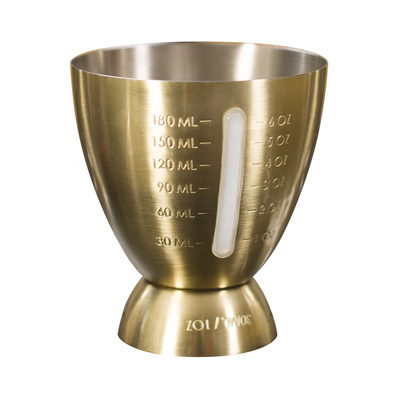 Custom 230ml Food Grade metal barware jigger gold liquid measuring cup