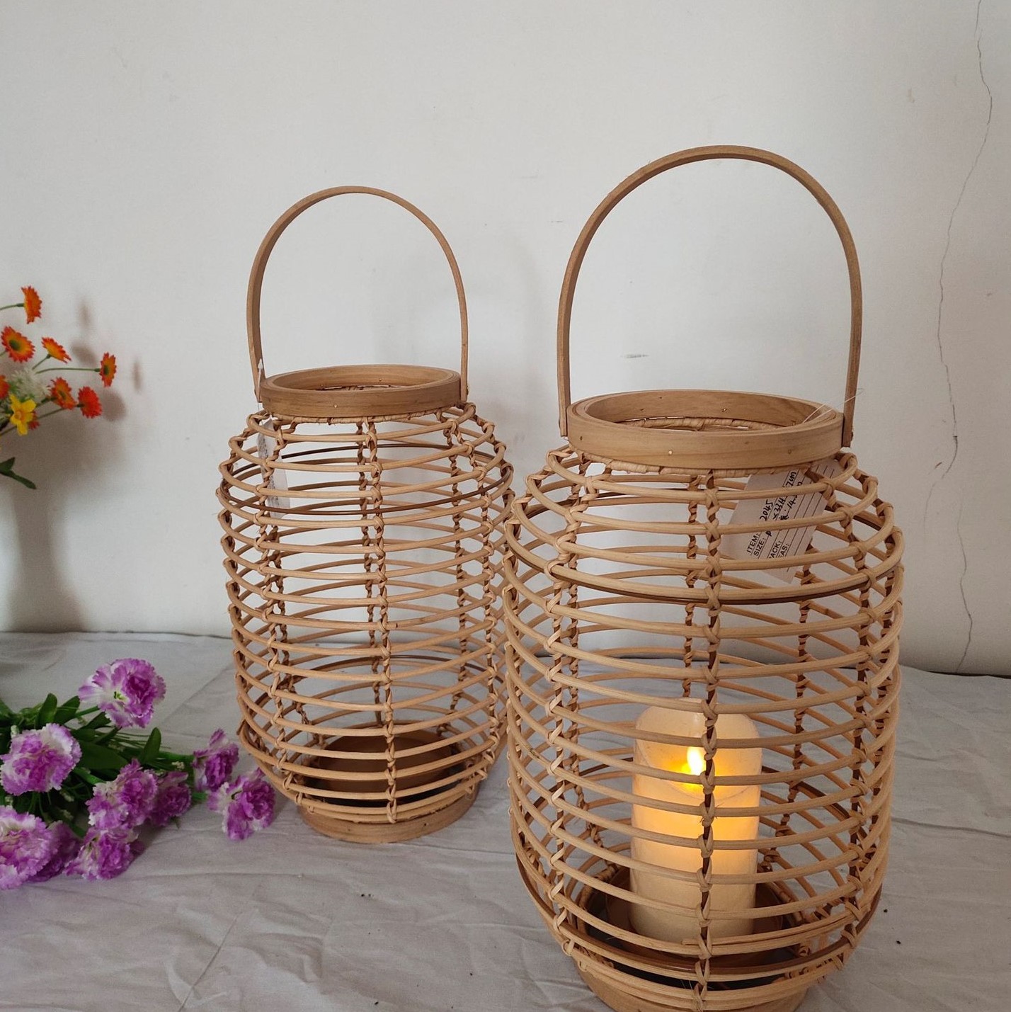 Chinese rattan style candle holder, creative European style home furnishing hotel cafe table decoration lanterns