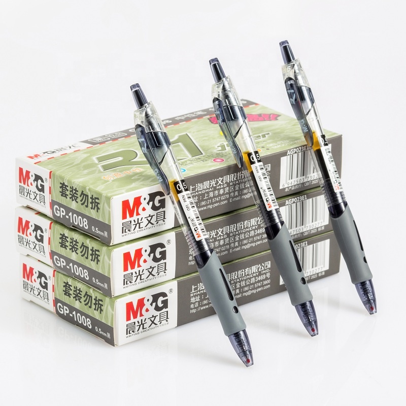 M&G Large Capacity ink gelpens 144PCS/SET Black ink Retractable Pen Gel For school Supplies
