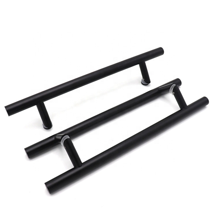 OEM Handle Factory Custom Modern 45 Degree Slanted Foot Column Push Pull Stainless Steel Glass Wood Door Handle Matt Black