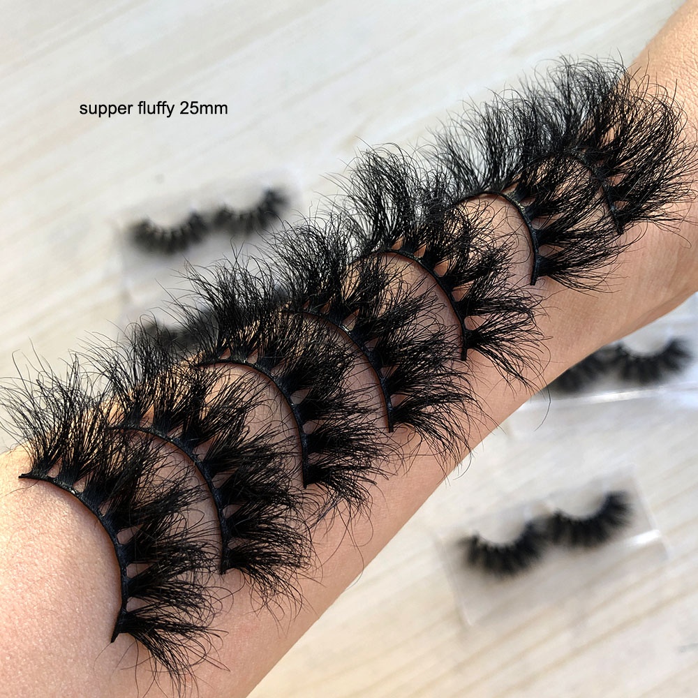 Handmade 100% fluffy private label lashes 3d real mink lash eyelashes wholesale