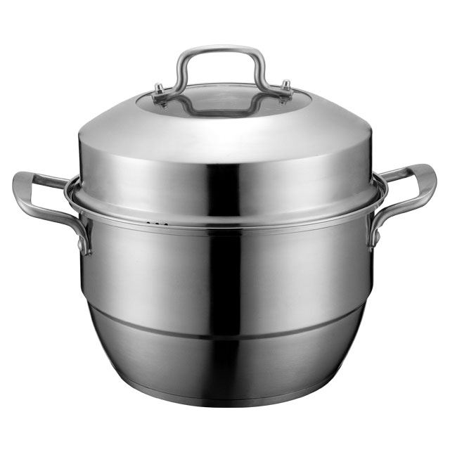 32cm Hot-selling stainless steel kitchen utensil with two-layer for steaming food with visual cover
