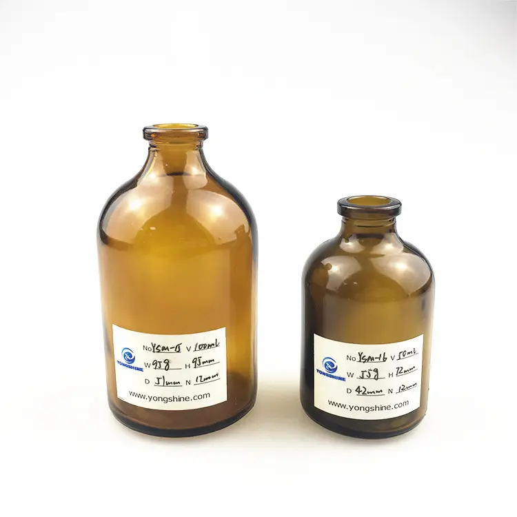 50 ml 100 ml amber brown penicillin bottle vial with plastic rubber cap