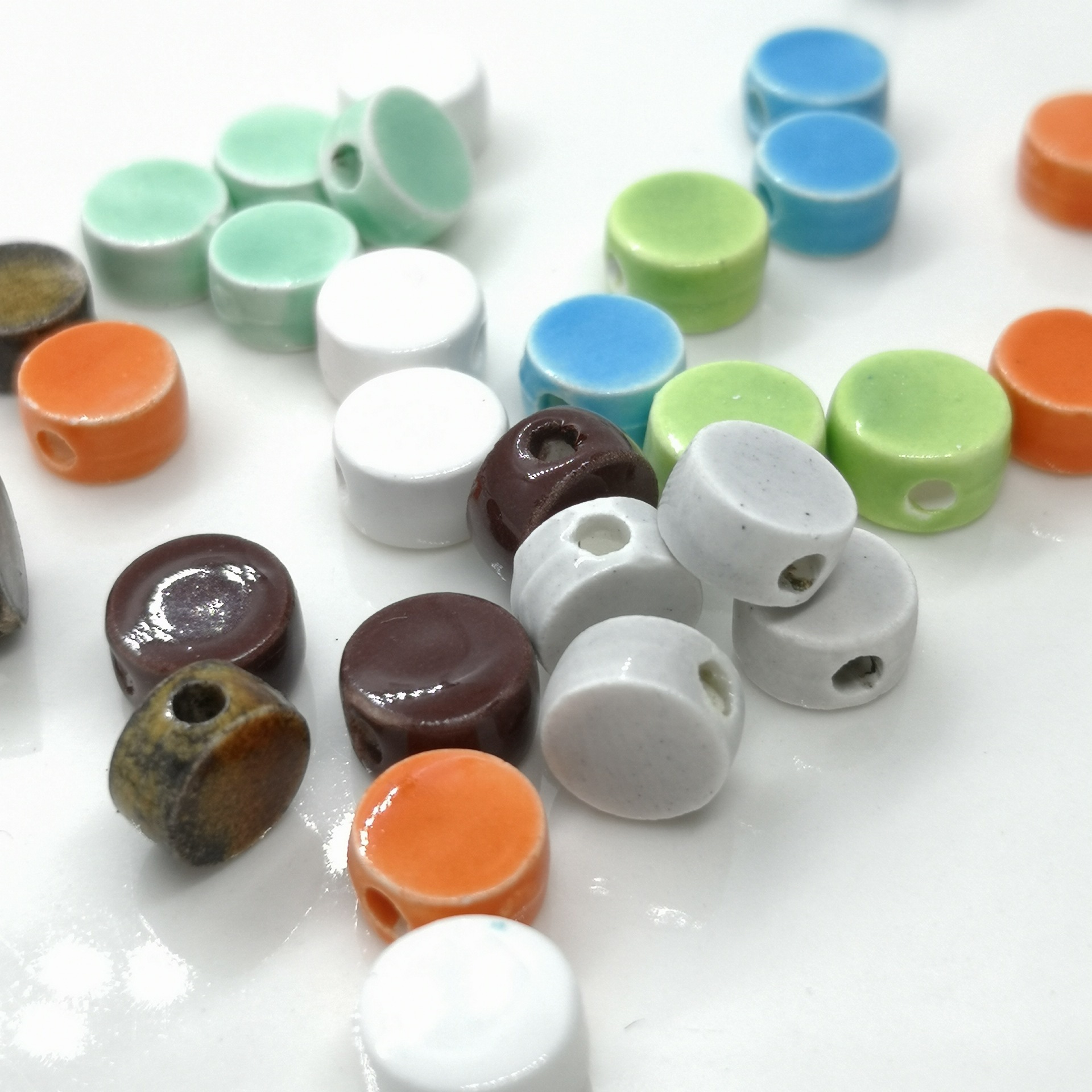 Wholesale 8mm Round Ceramic Disc Beads Colorful Mixed Clay and Porcelain Loose Beads for Jewelry Making Findings