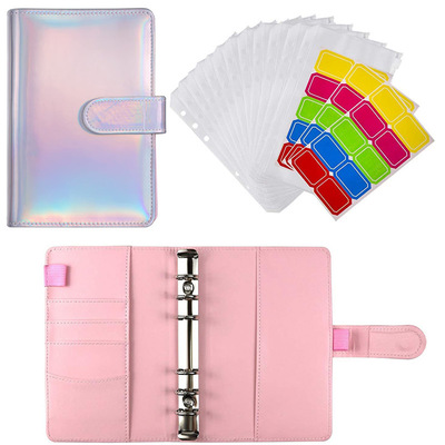 A6 Laser Colorful Loose-leaf Cash Budget System With Transparent Zipper Bag And Colorful Label