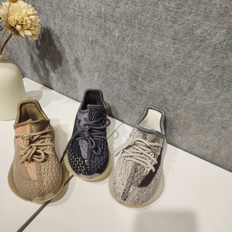 Прямая поставка, дизайнерские тканые детские кроссовки yeezy 350 v2, детская спортивная обувь для бега