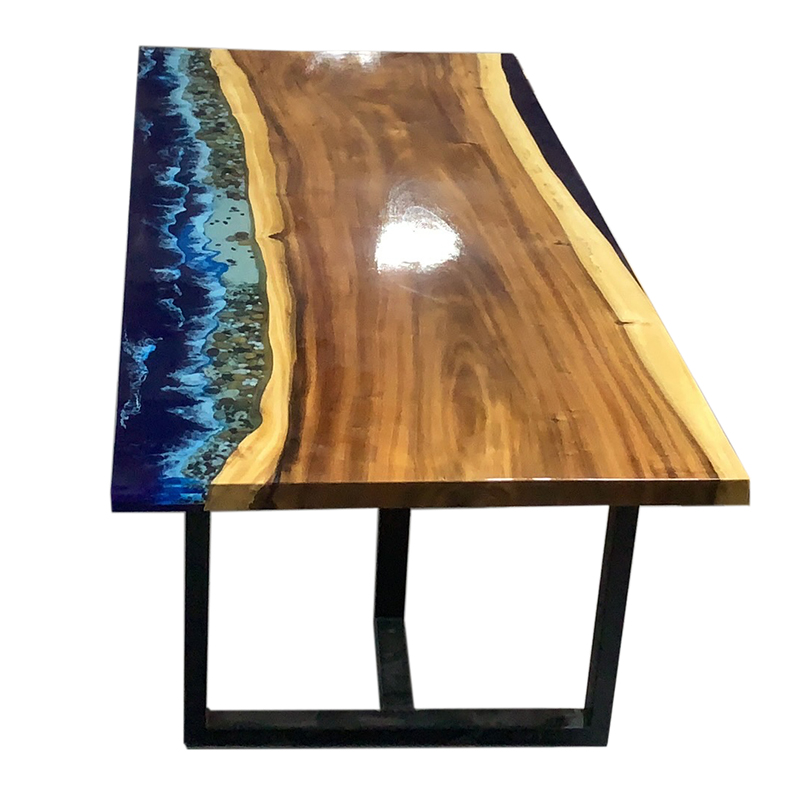 Luxury Restaurant Table Blue Epoxy Resin Beach Table