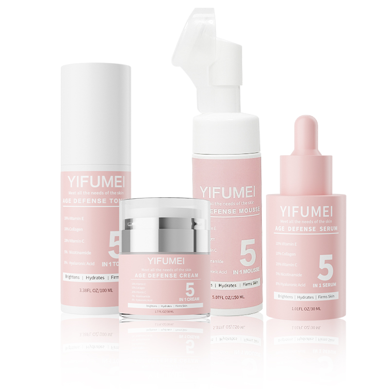 5 In 1 Kit Anti Aging Wrinkles Vitamin C Hyaluronic Acid Brightening Face Serum Facial Cream Skin Care Set