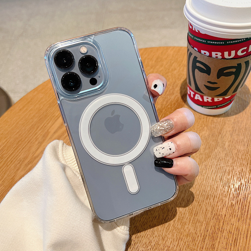 Для iPhone 13 14 Pro 12 X XS Max прозрачный Magsafe Coque ПК Противоударная задняя крышка прозрачный противоударный магнитный кристалл чехол для телефона