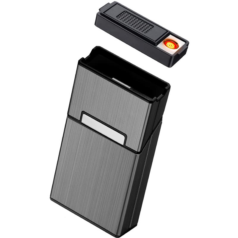 Портсигар со съемной перезаряжаемой usb-зажигалкой для тонкой сигареты