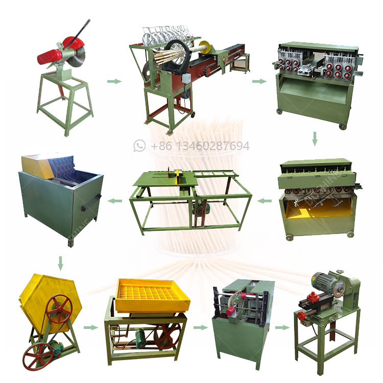 Bamboo Wood Toothpick Production Line Chopstick Incense BBQ Stick Making Machine