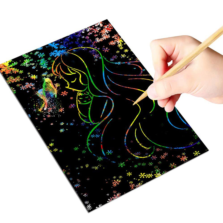 Fancy Christmas Easter Magic Scratch off Paper Children Art Crafts Set Kit Rainbow Notes Scratch Sheets Cards For Kids