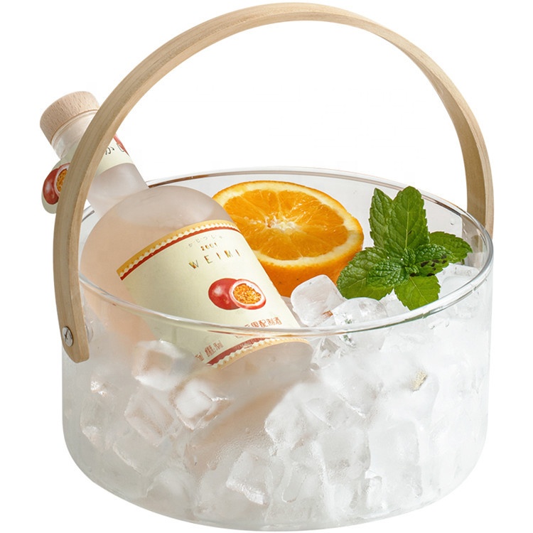 Creative fruit bowl living room home Nordic wind bamboo cane portable glass wine barrel ice buckets