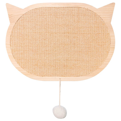 Factory wholesale solid wood sisal cat scratcher board with fixed suction cup