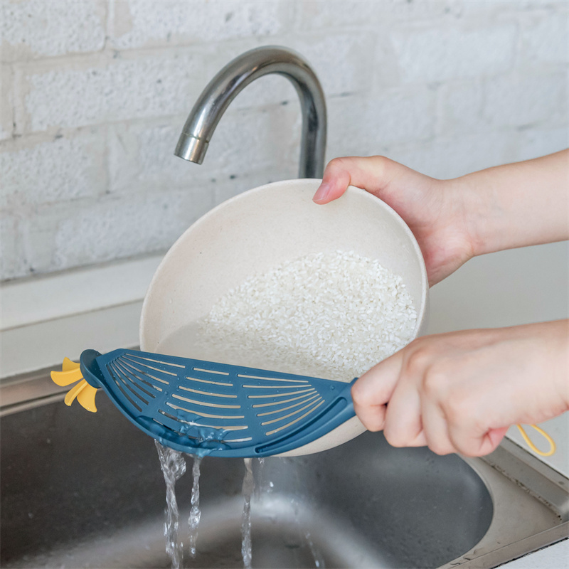 Rice Washing Tools Drainer Household Plastic Fruit Rice Water Filter Food Drain Rack Hollow Cleaner Machine Kitchen Strainer