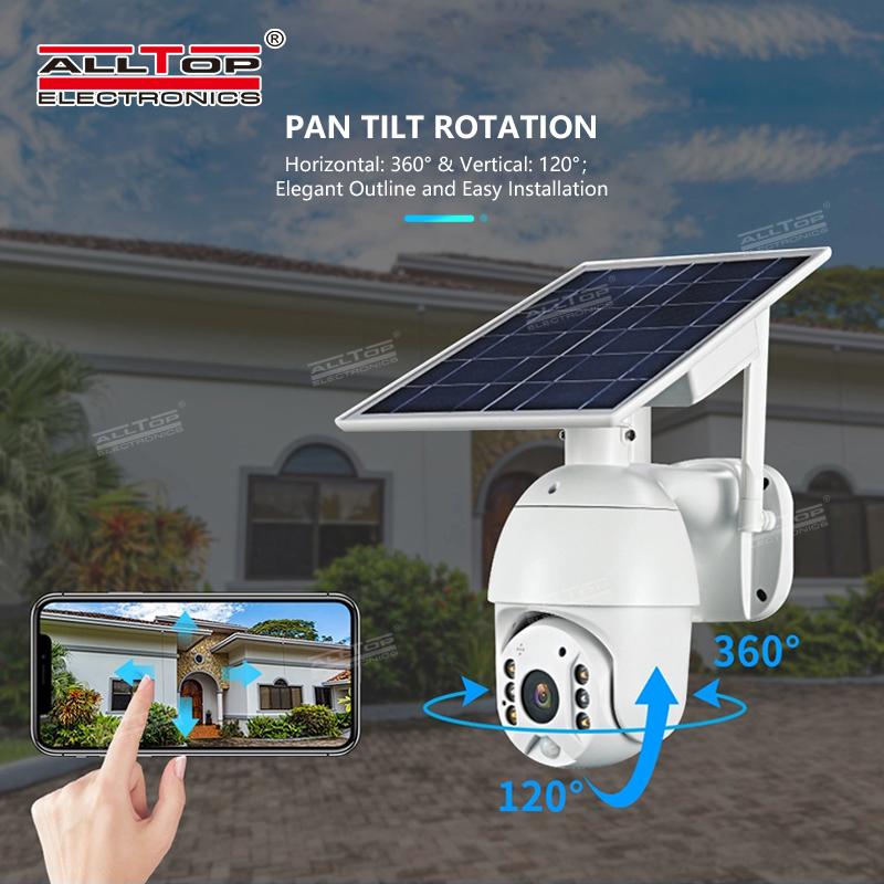 ALLTOP High Quality HD 1080P Wireless With Microphone PIR Sensor Solar PTZ Camera