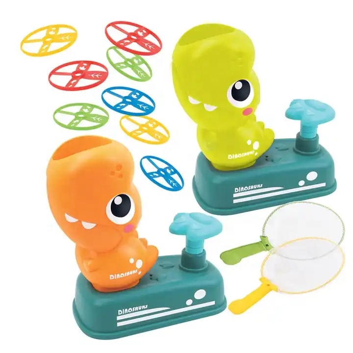 Kids Toys Flying Disc Launching and Catching Set Dinosaur Disc Flying Saucer Foot Launcher for Outdoor Play