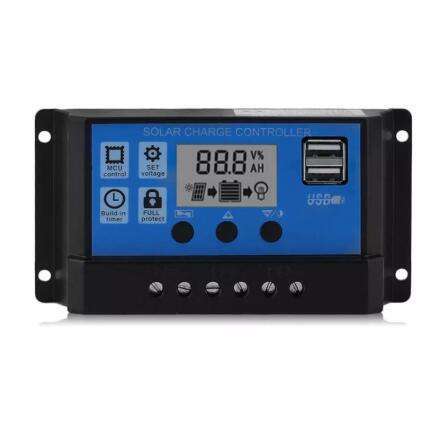 Professional Dual USB 12V/24V Solar Panel Controller Battery Charge Regulator LCD Display Regulator Solar Controller 10A 20A 30A