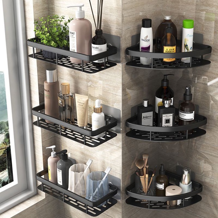 High Quality Aluminum Corner Bathroom Shelf Without Drilling Wall Mounted Self-Adhesive Bathroom Corner Shelf