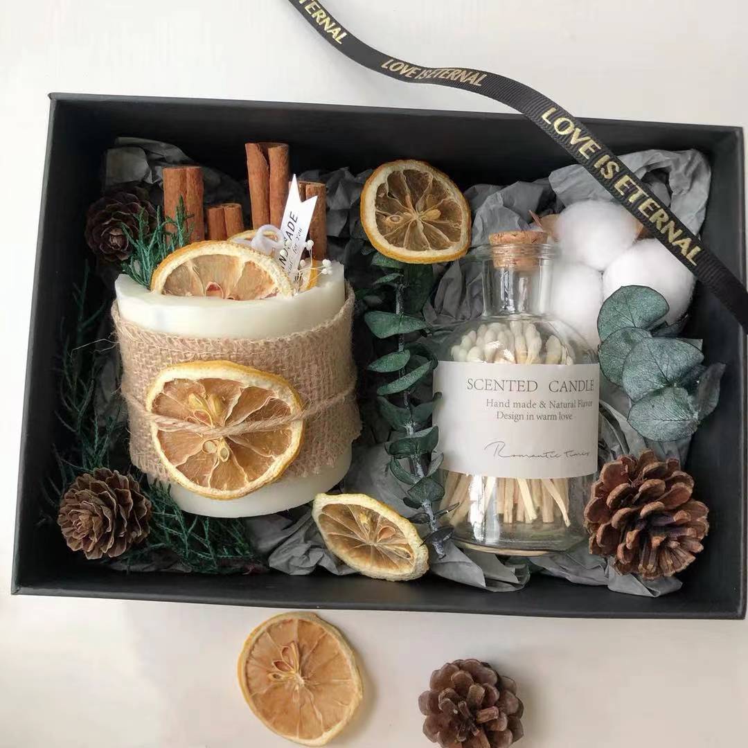 LIGHTING LOVER luxury botanical dried flower infused candles gift set