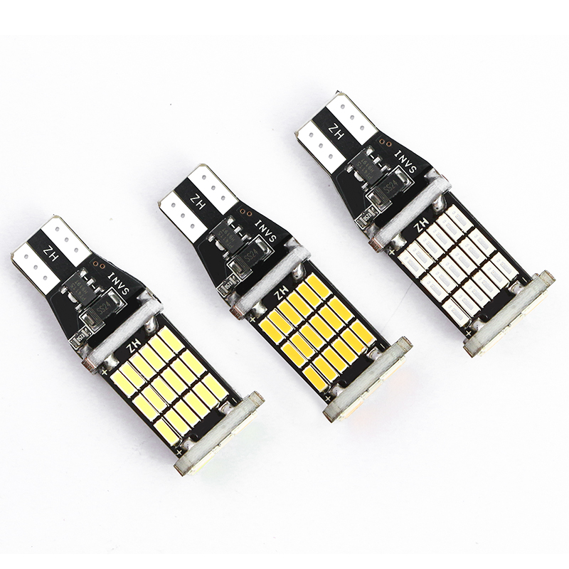 Сверхъяркая автомобильная светодиодная лампа 12-24 В t15 w16w 4014 45smd canbus 921, янтарный стоп-сигнал, задний фонарь t15, светодиодная лампа