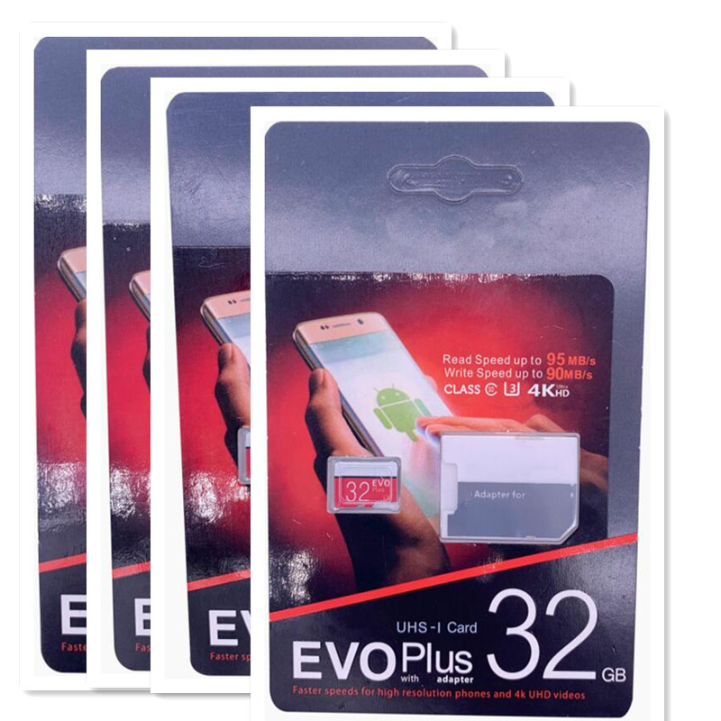 Бесплатная доставка Черный Скорость EVO + 64 Гб 128 ГБ 256 C10 флэш-карта памяти Class 10 Micro TF карт SD бесплатная адаптер в розничной упаковке