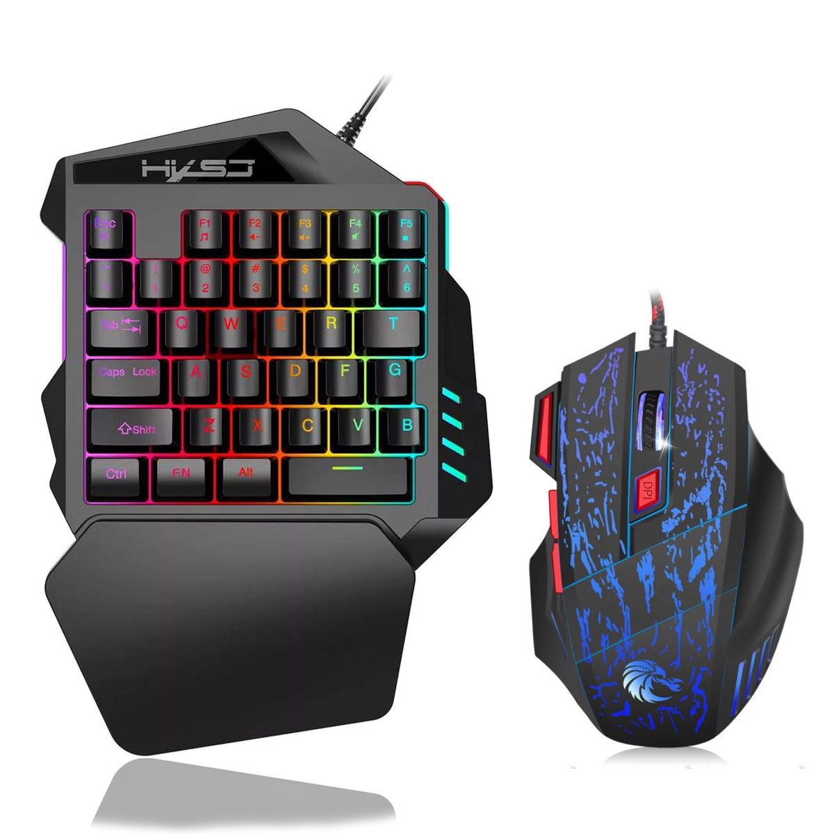 35 ключей цветная (RGB) светодиодная подсветка портативный для PC Gamer мини клавиатура мышь комплект с помощью одной руки игровая клавиатура