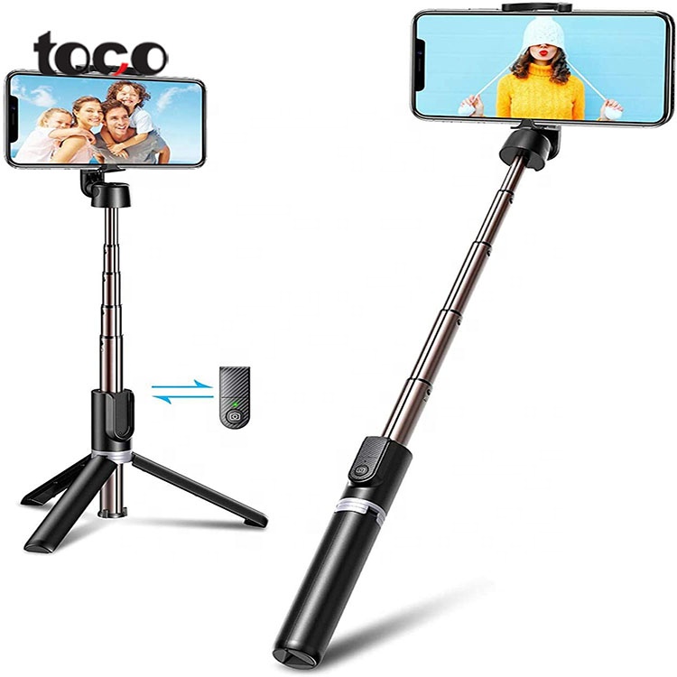 toco Handheld Telescopic Portable Wireless Bluetooths Remote Selfie Stick Tripod automatic selfie stick