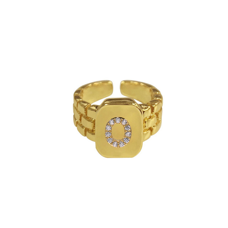 Trendy Ring 18k Gold Filled 3A Zircon A-Z Letter Ring Initial Adjustable Ring