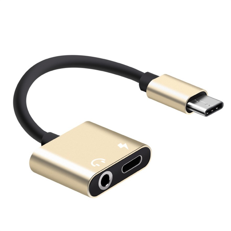 2 in 1 adapter Type-C to 3.5mm Audio earphone and charger type-c converter cable