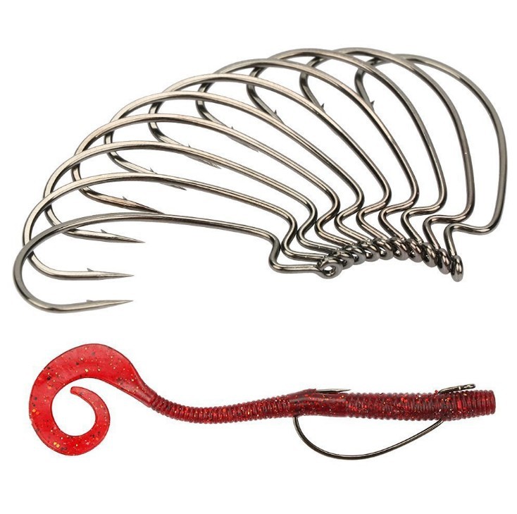 10pcs/lot Fishing Hook Set Carbon Steel Wide Crank Offset Fishhook for Soft Worm Lure Barbed Hook carp Fishing Hooks Tackle