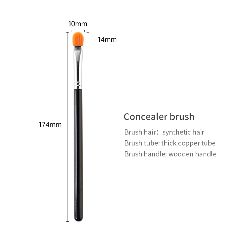 luxury Copper ferrule black silver wholesale pointed best custom logo single makeup brushes private label flat concealer brush