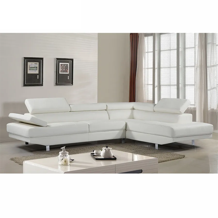 Wholesale luxury couch sectional , adjustable headrests white sectional couch