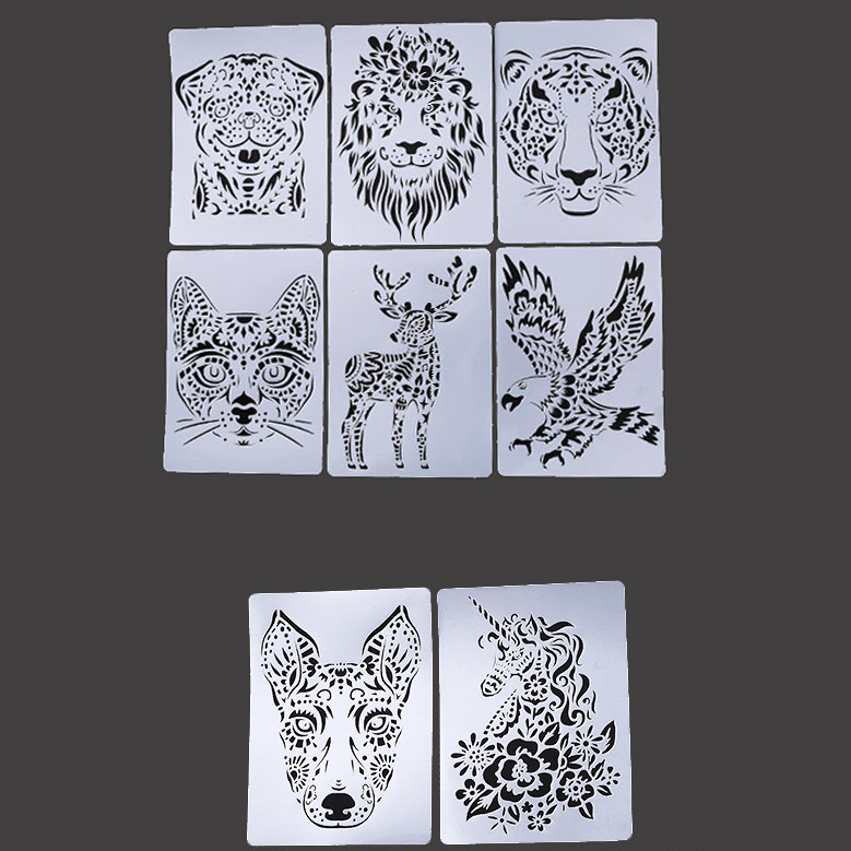 Big size plastic stencil A4 animals reusable lion tiger stencil for DIY painting