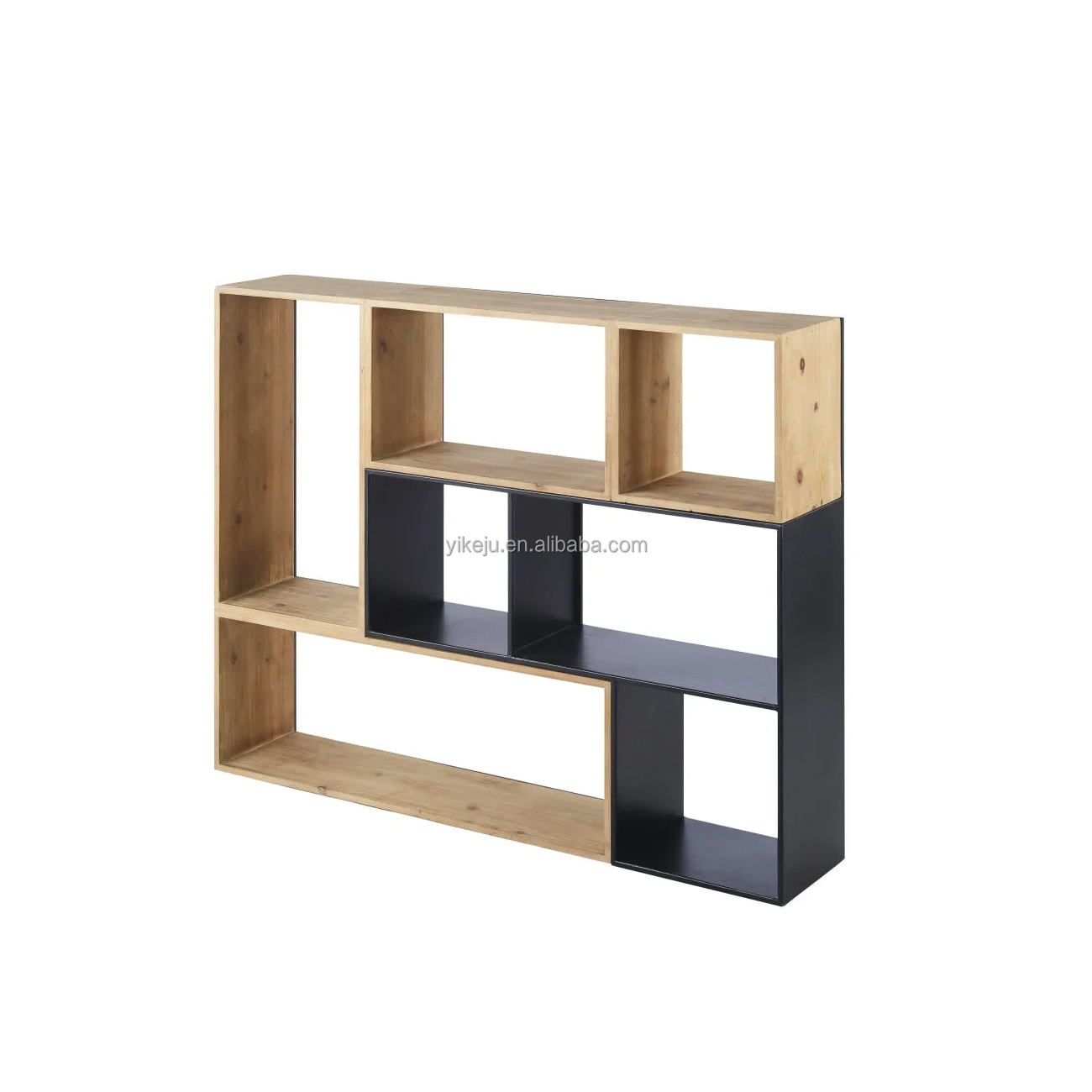 Wood&Metal Industrial bookcase for home living room book shelf wall wooden library Rack OEM manufacture