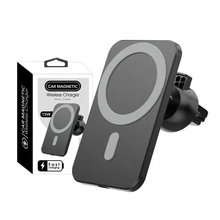 15W 10W 7.5W Qi Magnetic Charger with Air Vent Phone Holder Magnetic Wireless Car Charger Portable Magnet Charger for Iphone 12