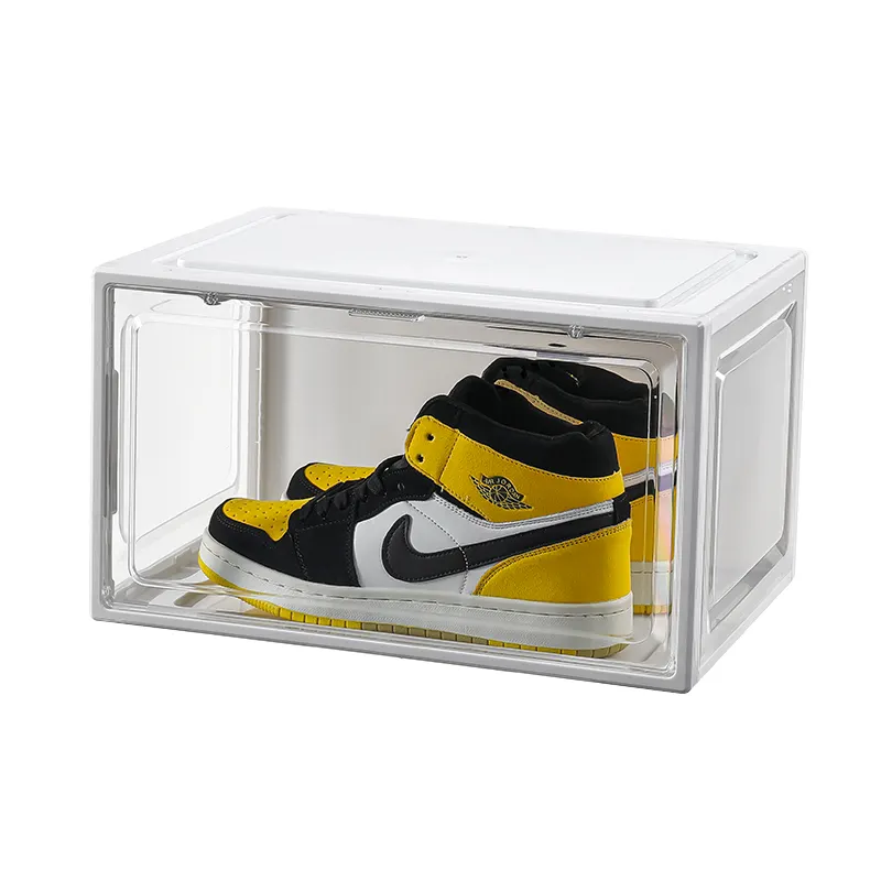 Custom Display Case Storage Paper Clear Shelf Packaging Plastic Logo Acrylic Drop Front Clear Black Magnetic Sneaker Shoe Box