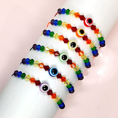 2021 Europe And America Style Glass Crystal Bracelet Colorful Beads Bracelet Colorful Devil Eye Bracelet