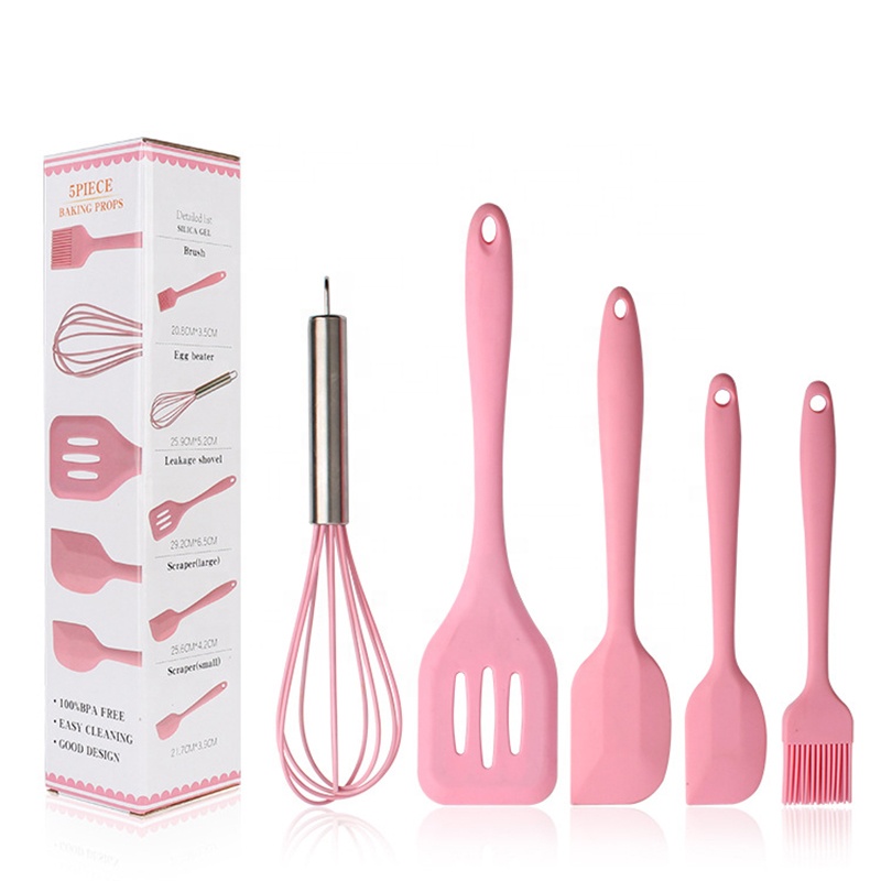 FDA High Quality Candy Making Silicone Baking Utensil Spatula Pink Kitchen Utensil Set