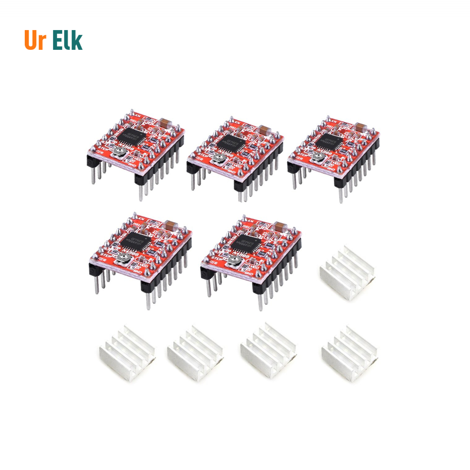 Шаговый Драйвер Ur Elk A4988, модуль шагового двигателя с радиатором