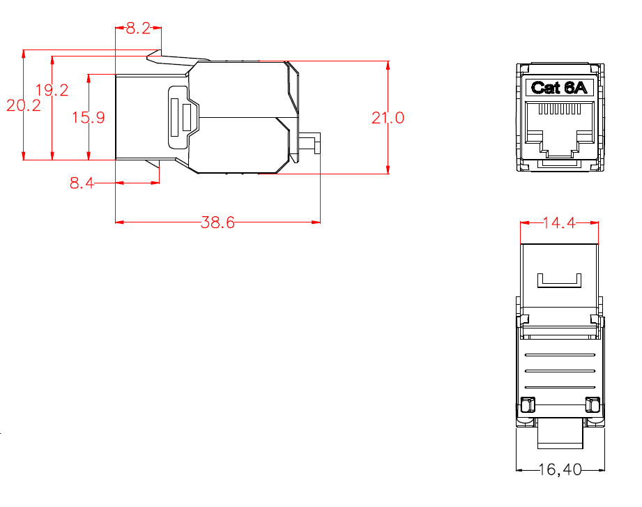 AMP UTP RJ45 180 градусов инструмент Бесплатный Cat.6A Cat.6 keystone jack для Ethernet