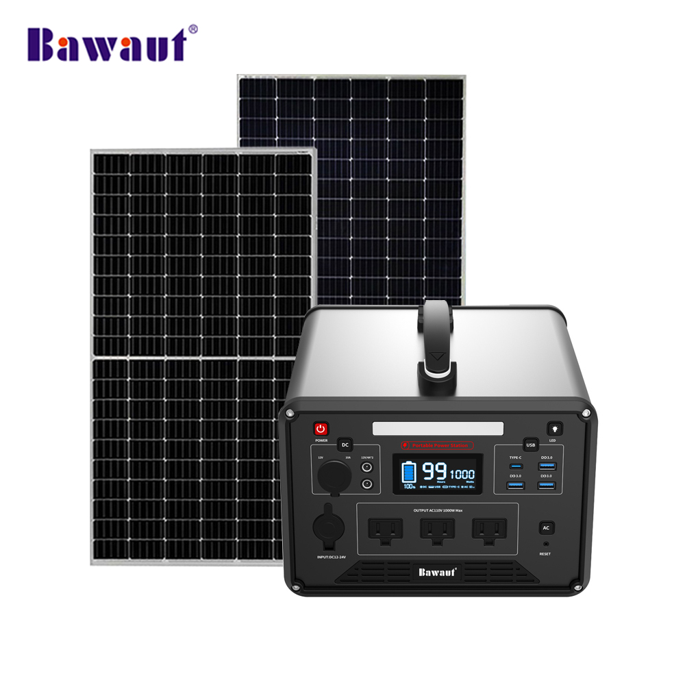 1000Wh 1000W портативная электростанция с солнечной панелью солнечной энергии литий AC инвертор волны синуса