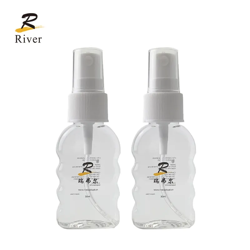 River Low Price 30ml Irregularity PET Clear Bottle Cleaner Eyeglasses Cleaning Liquid Lens Clean Spray