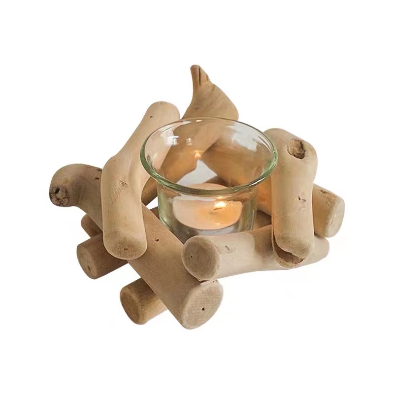 Retro wooden candle holder furniture decoration tabletop decoration